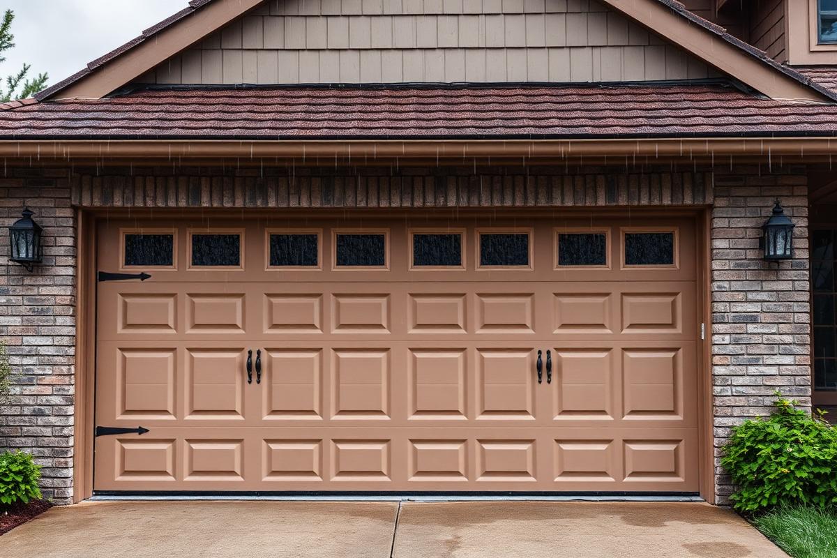 Weather-resistant garage door protecting home during storm season